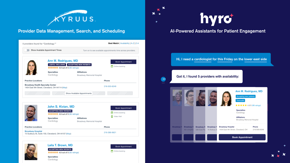Kyruus and Hyro Form Partnership to Help Healthcare Organizations Boost Online Conversion through Digital Self-Service